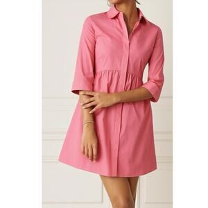 Untuckit Demi Cotton Shirt Dress pink Siz eLarge Preppy Coastal feminine chic